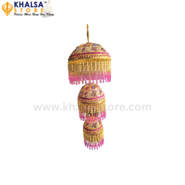 Round Shaped Gold Platted Chattar ( Multi colour Studs) (L - 45cm , w -15cm)