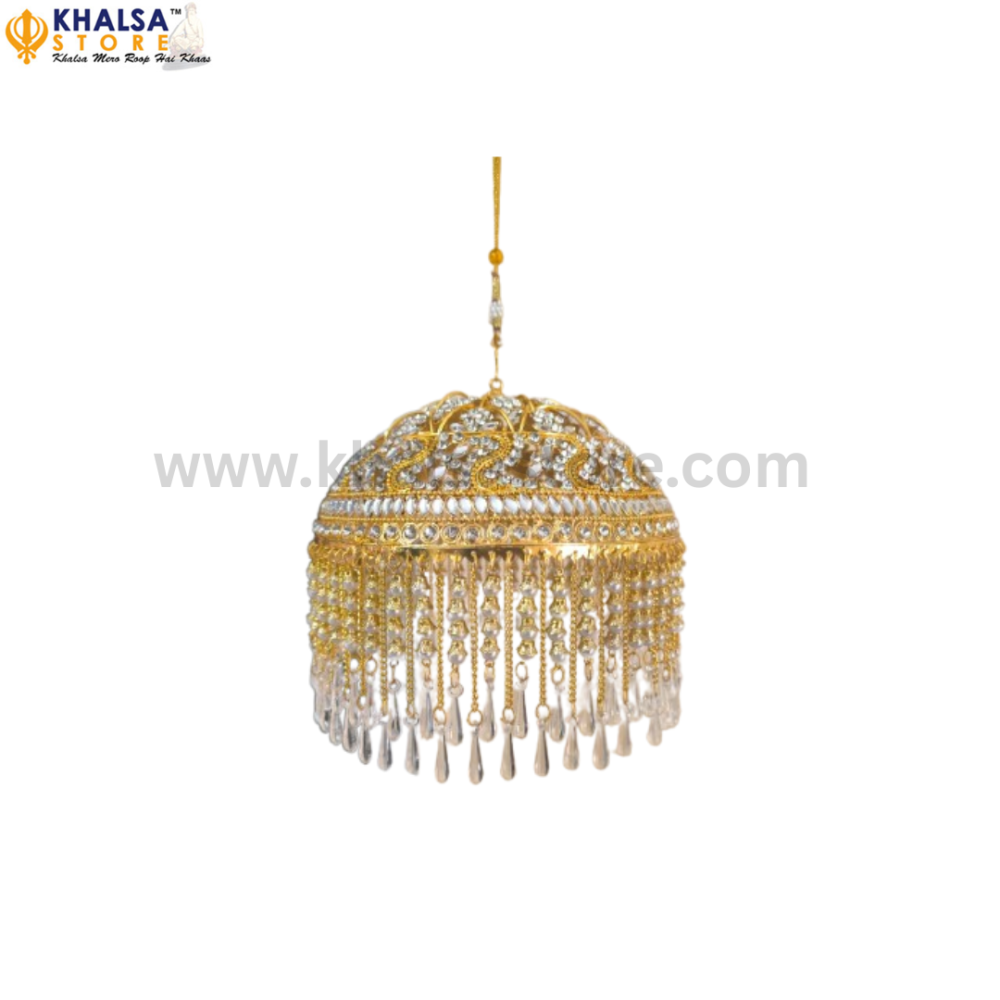 Gold Plated 6 Inches Chattar With white Studs ( 15 Cm ) - on order