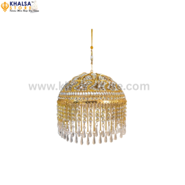 Gold Plated 6 Inches Chattar With white Studs ( 15 Cm ) - on order