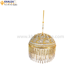 Gold Plated 6 Inches Chattar With white Studs ( 15 Cm ) - on order
