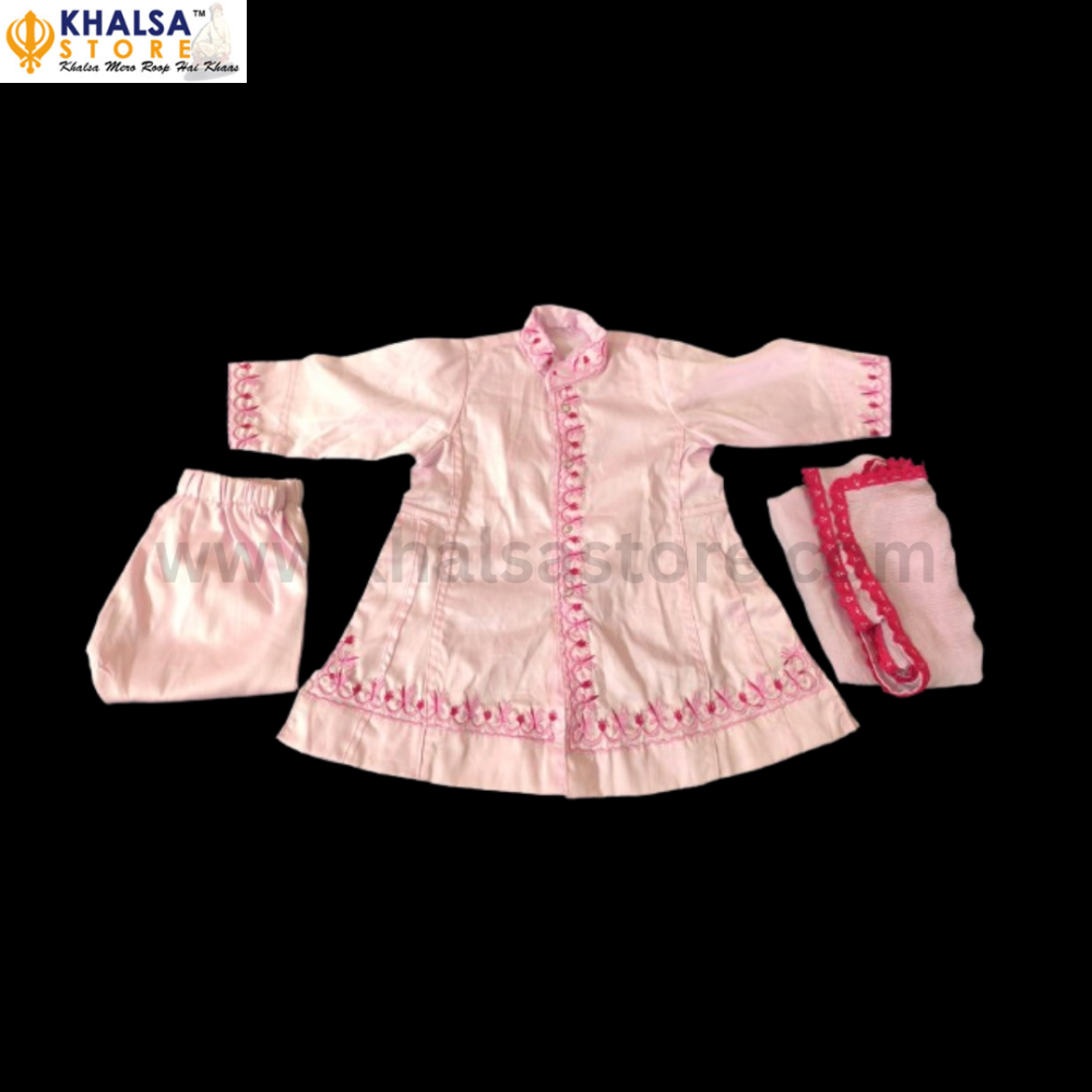 Kids Embroidery  chola set for girls with dupatta and pajami (Baby pink)
