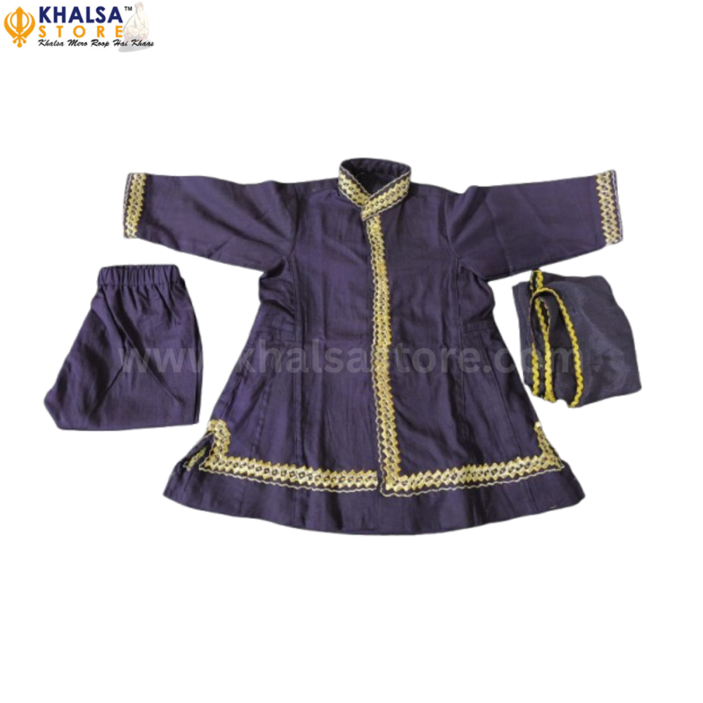 Kids Embroidery  chola set for girls with dupatta and pajami  (akali Blue)