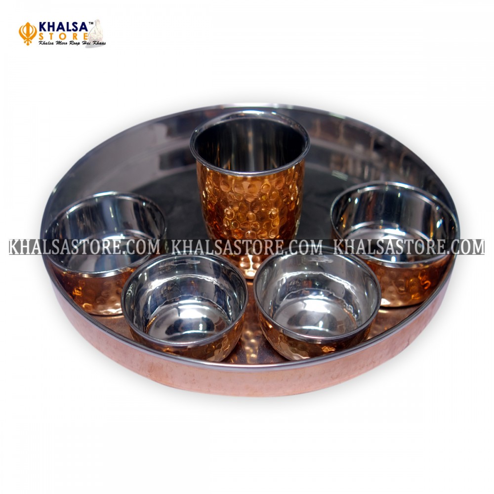 Copper Steel Thaali Set (6 PCs)