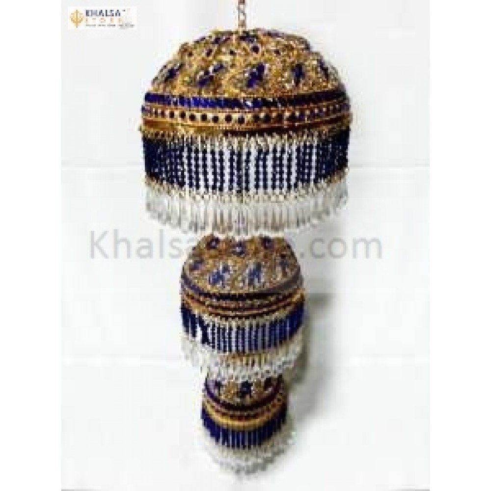 Round Shaped Gold Platted Chattar ( Blue Studs)